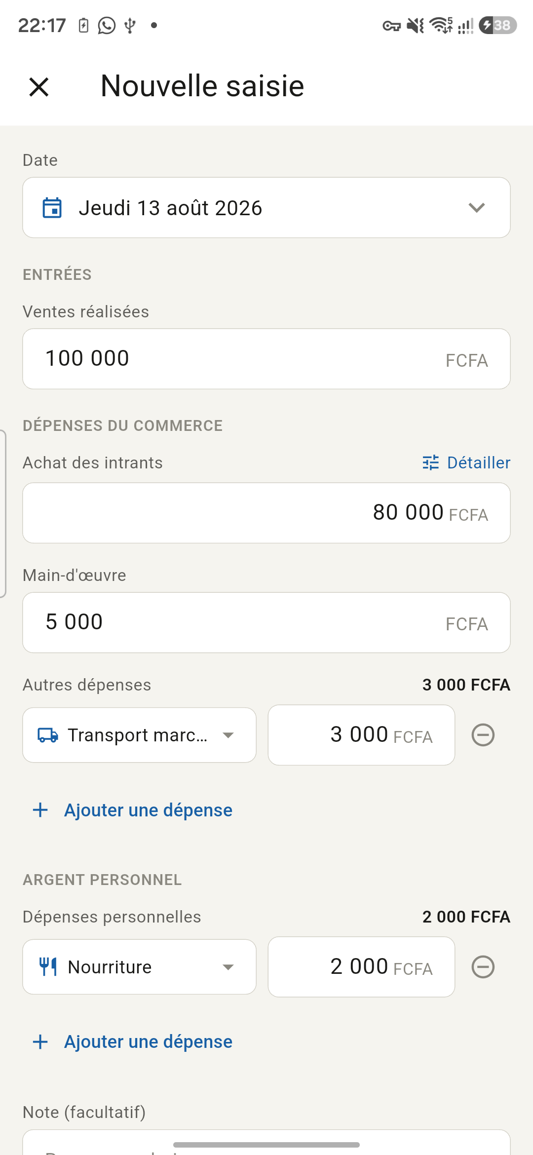 Nouvelle saisie